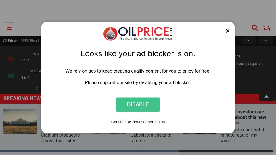 Screenshot of oilprice.com: Sam Altman-backed nuclear startup signs major data center contract