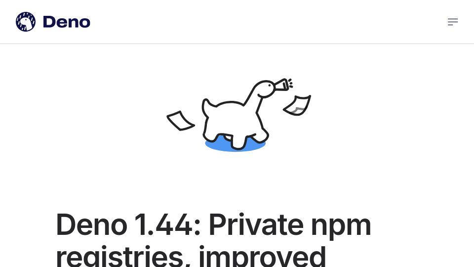 Screenshot of deno.com: Deno 1.44