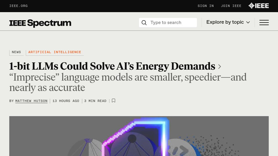 Screenshot of spectrum.ieee.org: “Imprecise” language models are smaller, speedier, and nearly as accurate