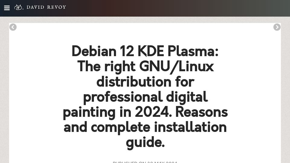 Screenshot of davidrevoy.com: Debian KDE: Right Linux distribution for professional digital painting in 2024