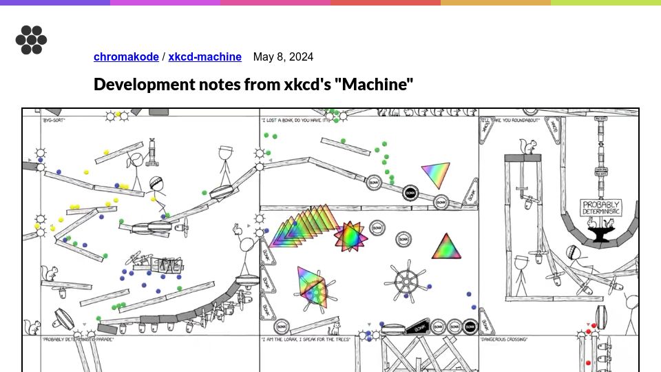 Screenshot of chromakode.com: Development Notes from xkcd's "Machine"