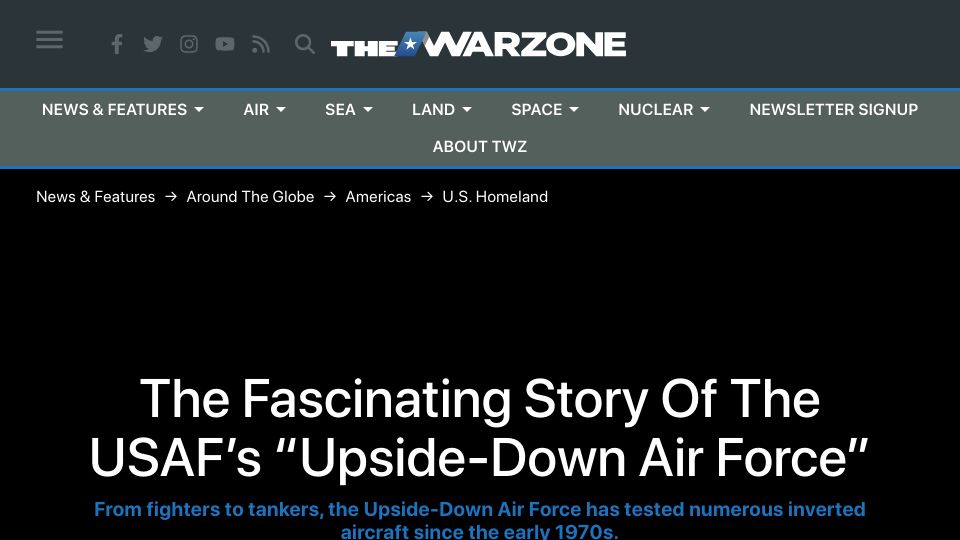 Screenshot of twz.com: The USAF's "Upside-Down Air Force"