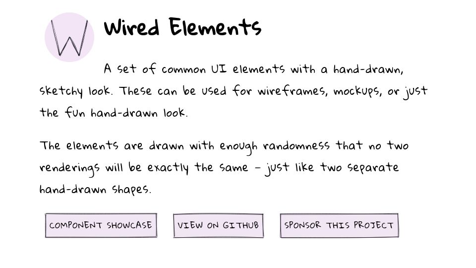 Screenshot of wiredjs.com: UI elements with a hand-drawn, sketchy look