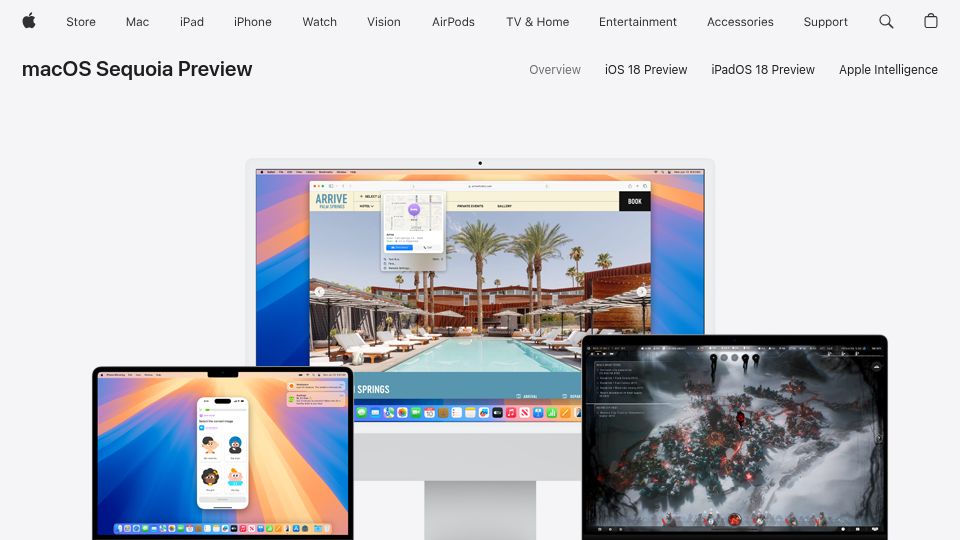 Screenshot of apple.com: macOS Sequoia Preview