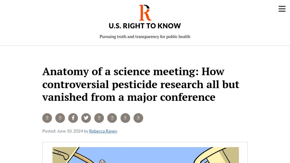 Screenshot of usrtk.org: Controversial pesticide research all but vanished from a major conference