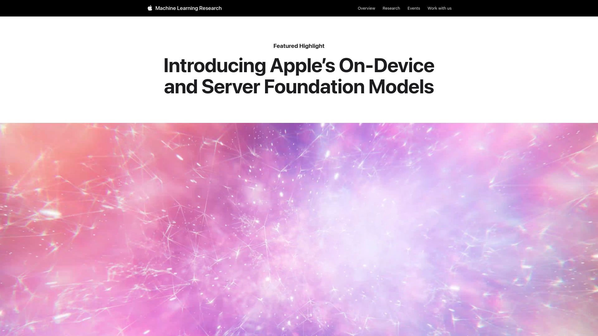 Screenshot of machinelearning.apple.com: Apple's On-Device and Server Foundation Models