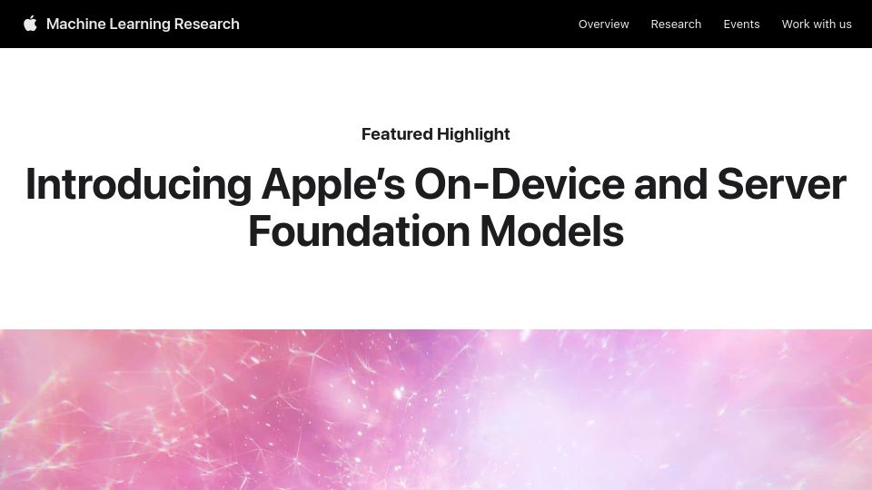 Screenshot of machinelearning.apple.com: Apple's On-Device and Server Foundation Models