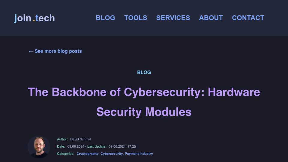 Screenshot of join.tech: The Backbone of Cybersecurity: Hardware Security Modules