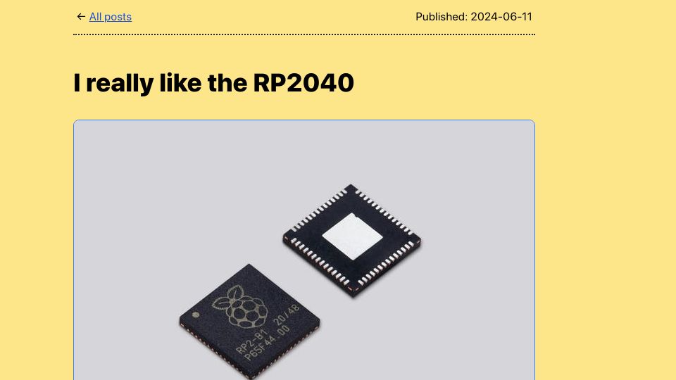 Screenshot of dgroshev.com: I like the RP2040