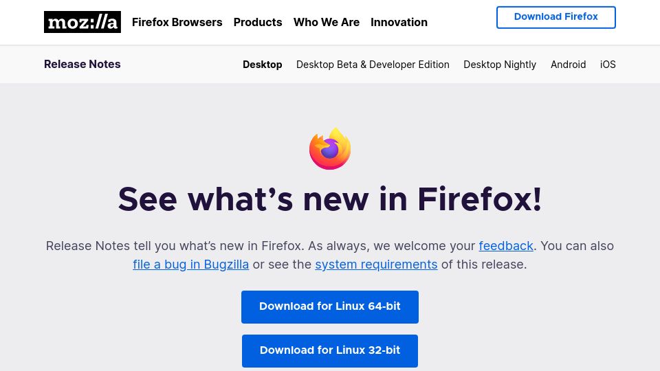 Screenshot of mozilla.org: Firefox 127