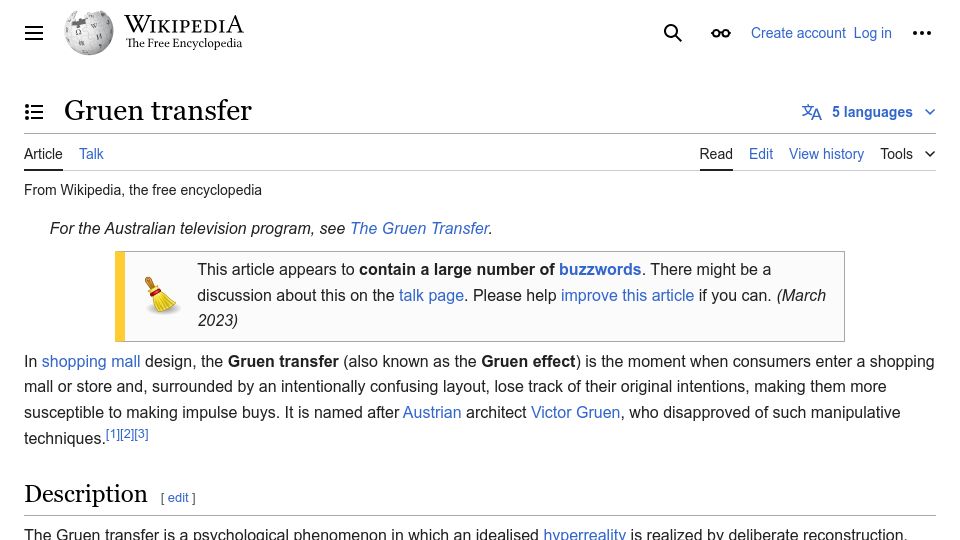 Screenshot of en.wikipedia.org: Gruen Transfer