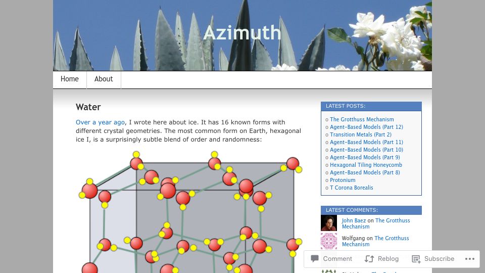Screenshot of johncarlosbaez.wordpress.com: Water