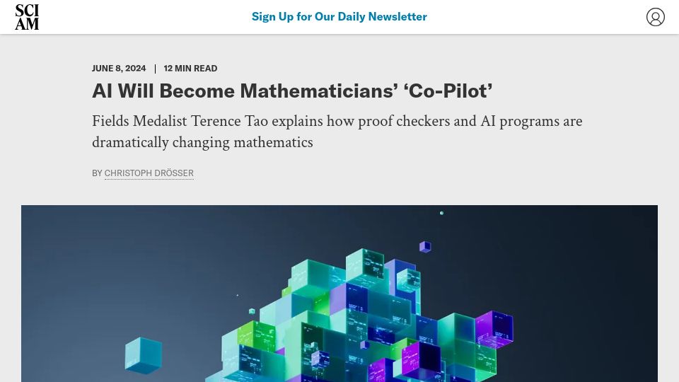 Screenshot of scientificamerican.com: Terence Tao on proof checkers and AI programs
