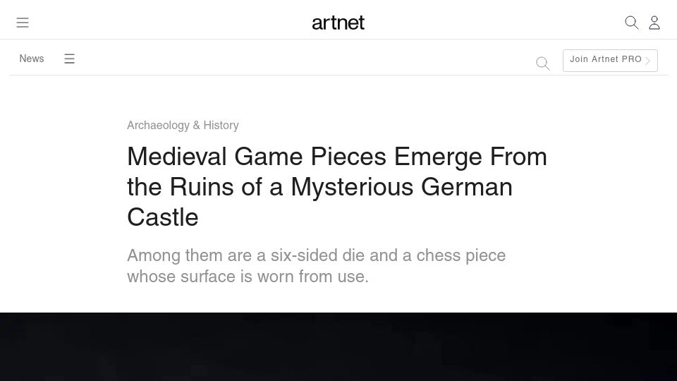 Screenshot of news.artnet.com: Medieval game pieces emerge from the ruins of a German castle