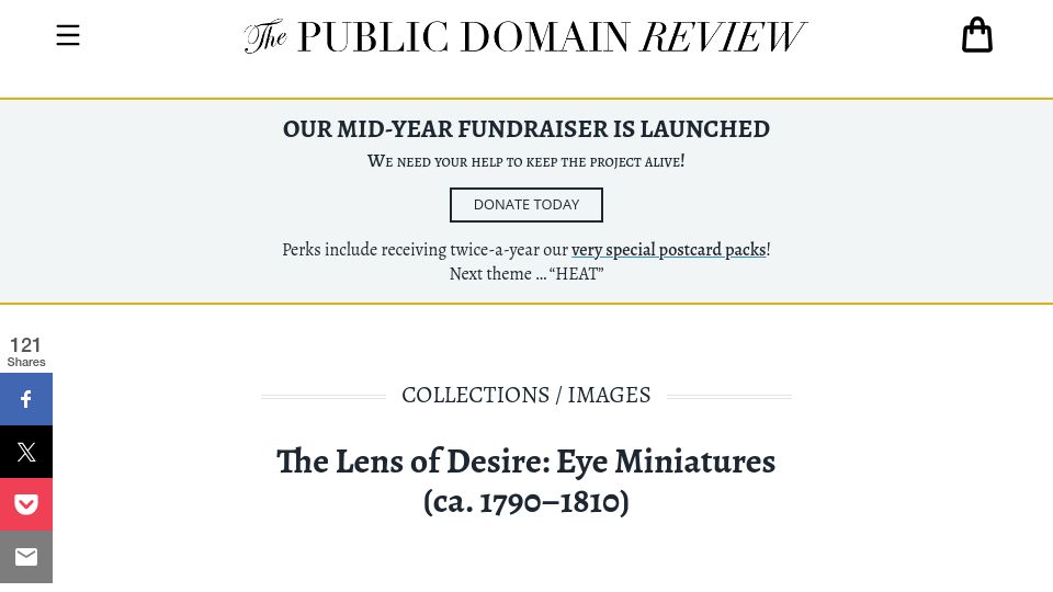 Screenshot of publicdomainreview.org: Eye Miniatures (ca. 1790–1810)