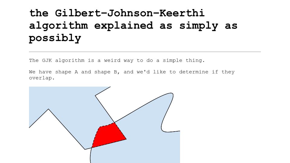 Screenshot of computerwebsite.net: The GJK Algorithm: A weird and beautiful way to do a simple thing