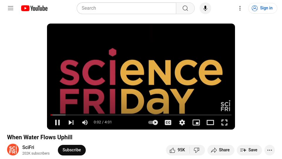 Screenshot of youtube.com: When Water Flows Uphill [video]