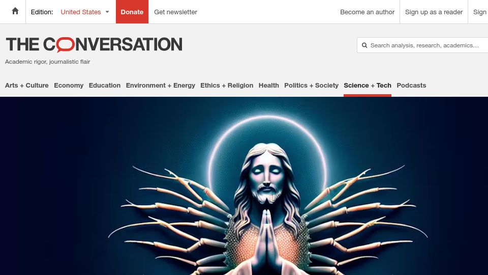 Screenshot of theconversation.com: The 'Dead Internet Theory'