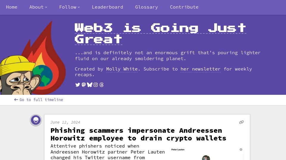 Screenshot of web3isgoinggreat.com: Phishing scammers impersonate AH employee to drain crypto wallets
