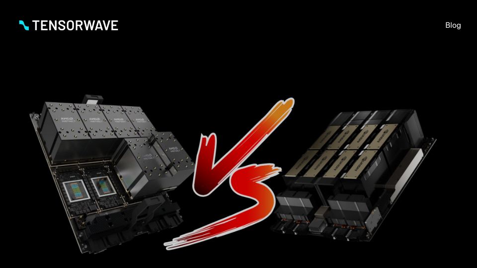 Screenshot of blog.tensorwave.com: AMD's MI300X Outperforms Nvidia's H100 for LLM Inference