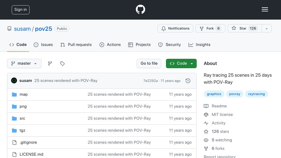 Screenshot of github.com: Ray Tracing with POV-Ray: 25 Scenes in 25 Days