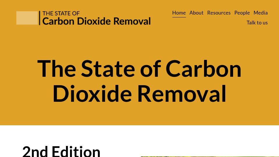 Screenshot of stateofcdr.org: The state of carbon dioxide removal