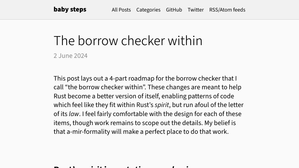 Screenshot of smallcultfollowing.com: The borrow checker within
