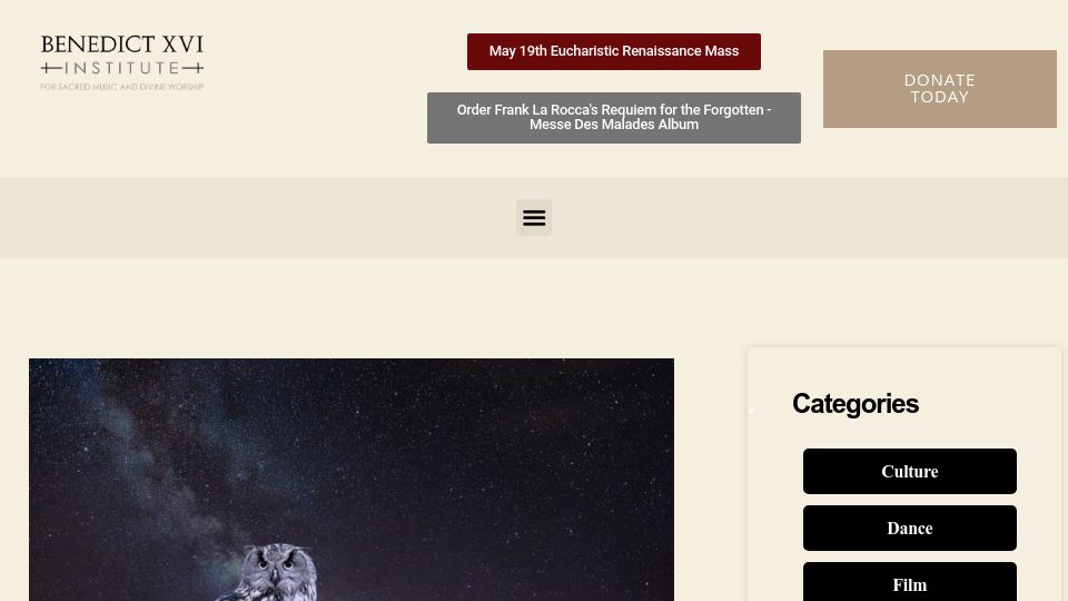 Screenshot of benedictinstitute.org: R.A. Lafferty: "The Greatest Catholic Novelist You Never Heard of" (2018)