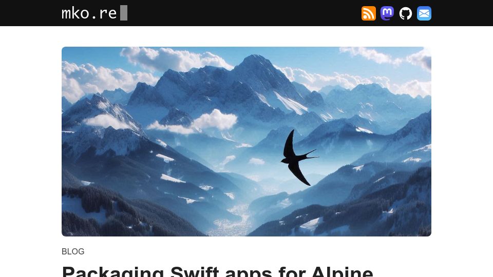 Screenshot of mko.re: Packaging Swift Apps for Alpine Linux