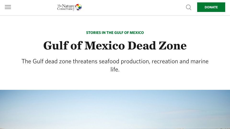 Screenshot of nature.org: Gulf of Mexico Dead Zone
