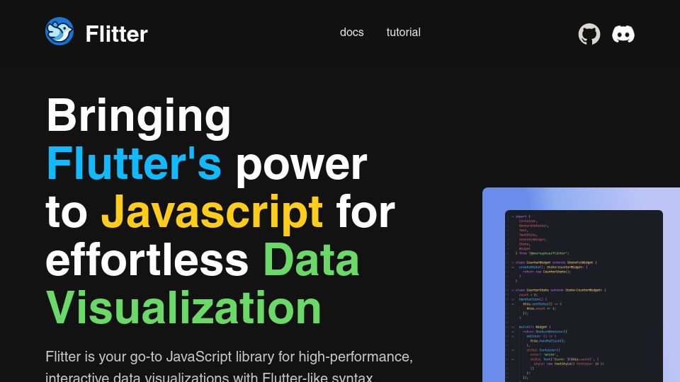 Screenshot of flitter.pages.dev: Show HN: I made first declaritive SVG,canvas framework