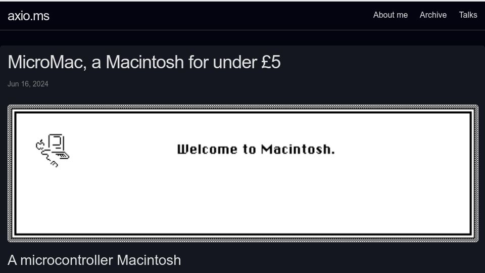 Screenshot of axio.ms: MicroMac, a Macintosh for under £5