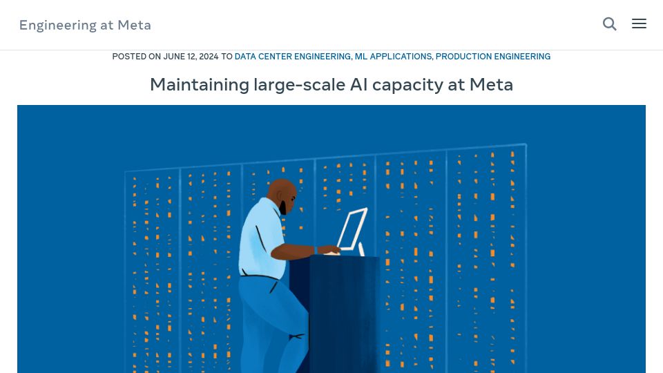 Screenshot of engineering.fb.com: Maintaining large-scale AI capacity at Meta