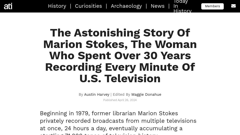 Screenshot of allthatsinteresting.com: Marion Stokes, the Woman Who Spent over 30 Years Recording Every Minute of US TV