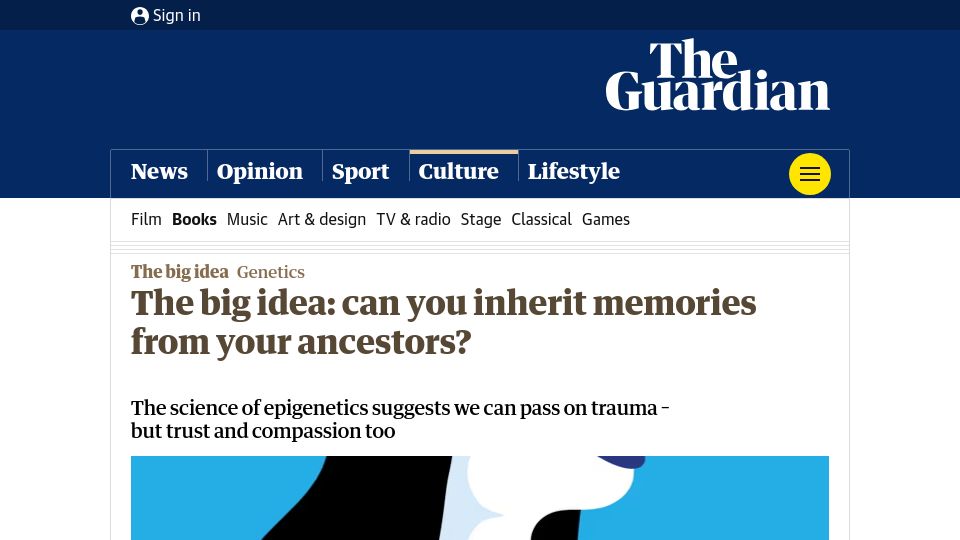 Screenshot of theguardian.com: Can you inherit memories from your ancestors?