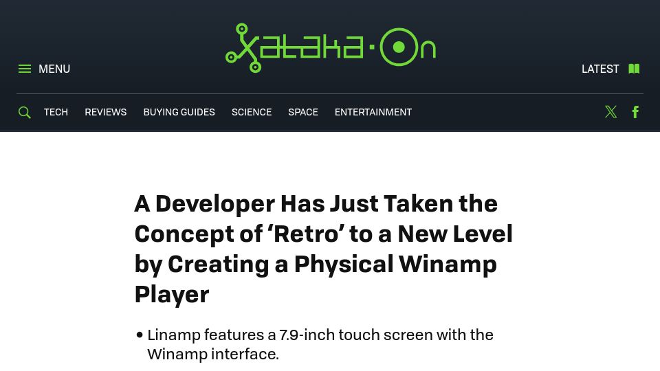 Screenshot of xatakaon.com: Developer Takes 'Retro' Concept to New Level by Creating Physical Winamp Player