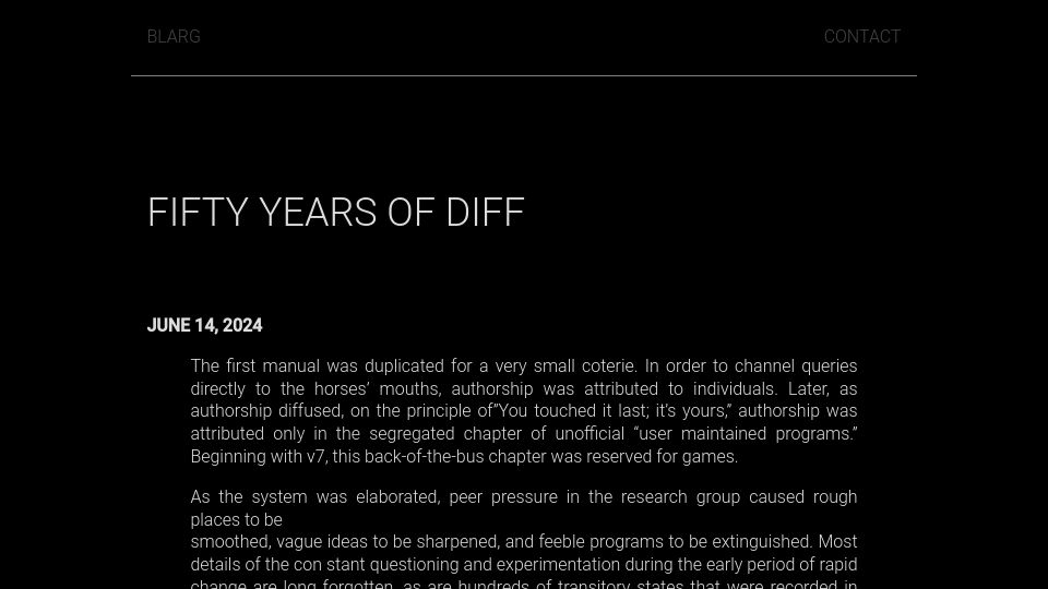 Screenshot of exple.tive.org: Fifty Years of Diff