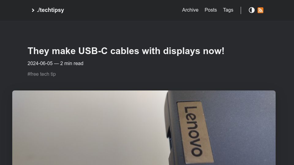 Screenshot of ounapuu.ee: They make USB-C cables with displays now
