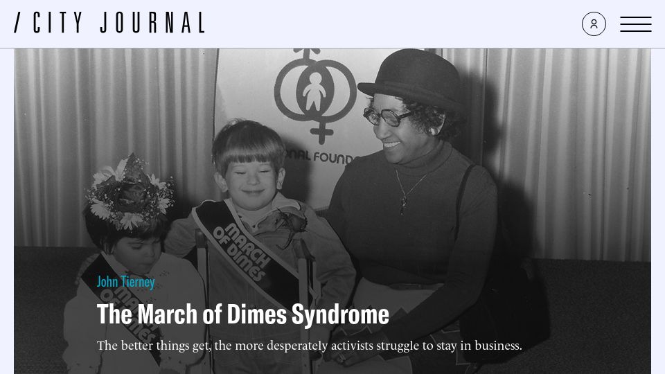 Screenshot of city-journal.org: The March of Dimes Syndrome