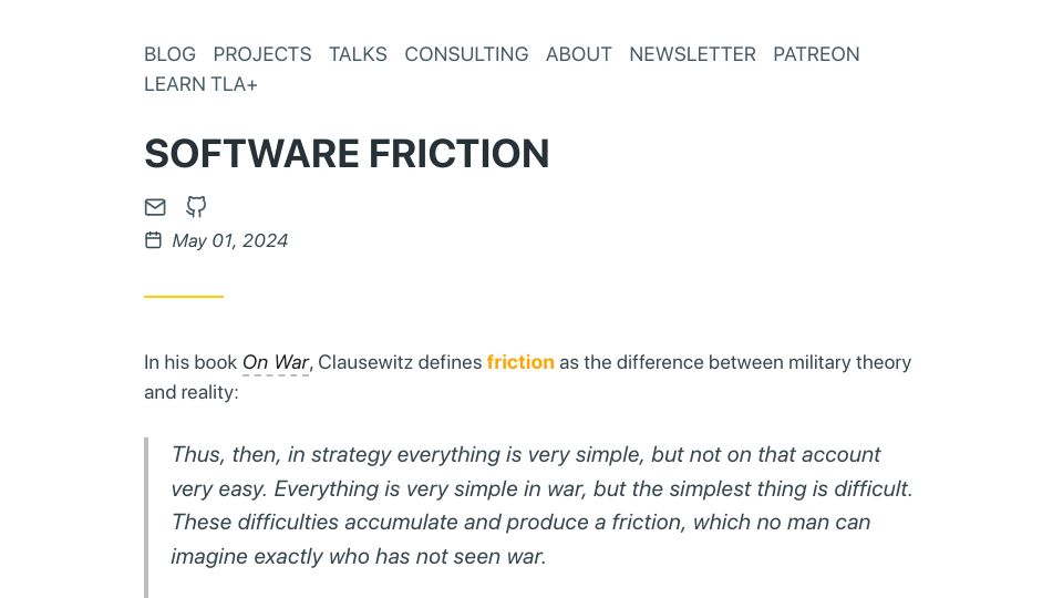 Screenshot of hillelwayne.com: Software Friction