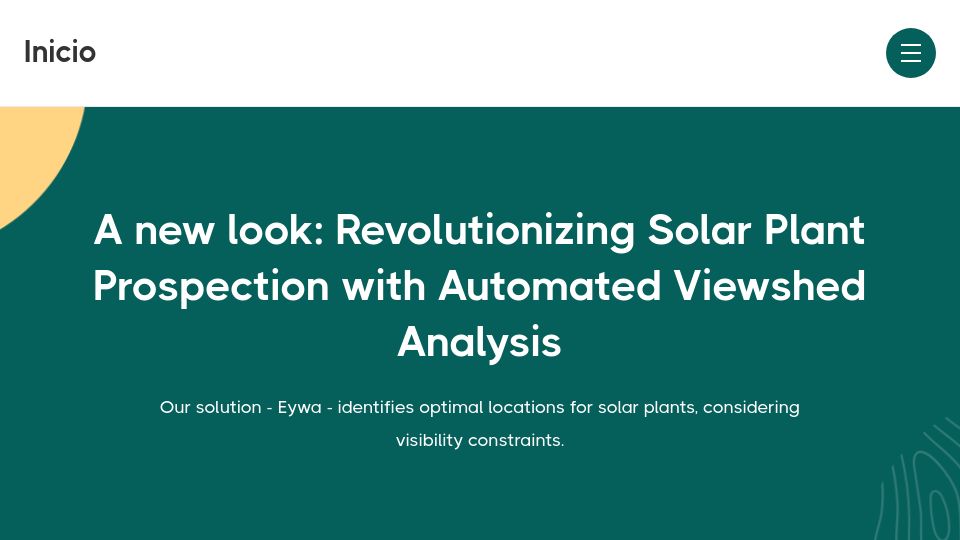 Screenshot of go-inicio.com: Revolutionizing solar plant prospection with automated viewshed analysis