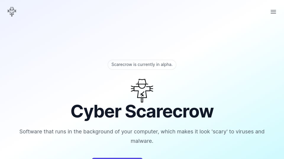 Screenshot of cyberscarecrow.com: Cyber Scarecrow