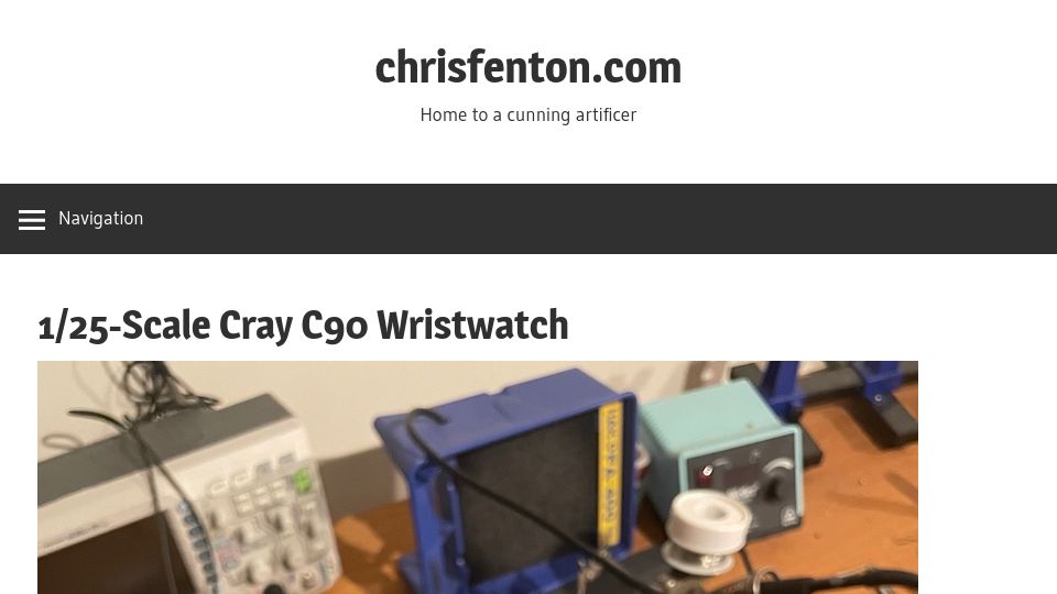 Screenshot of chrisfenton.com: 1/25-scale Cray C90 wristwatch