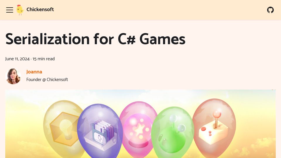 Screenshot of chickensoft.games: Serialization for C# Games