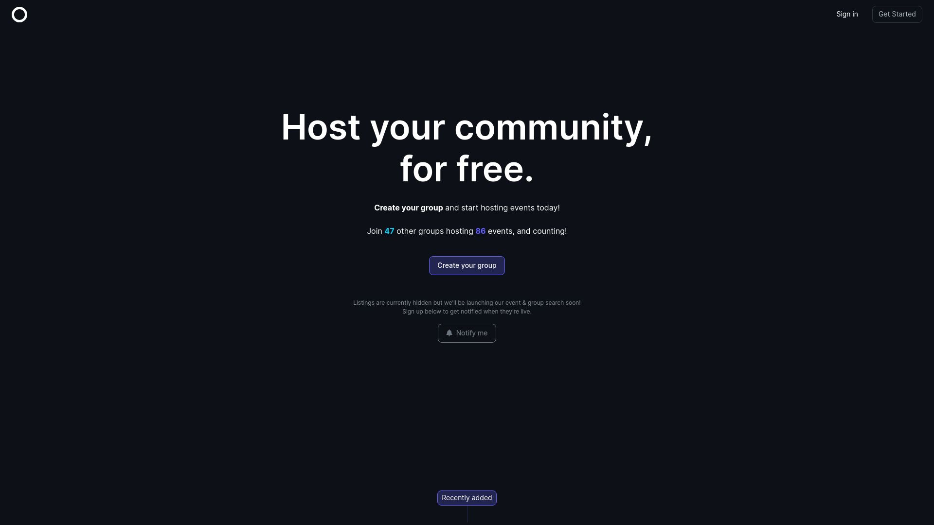 Screenshot of radius.to: Show HN: Radius – A Meetup.com alternative