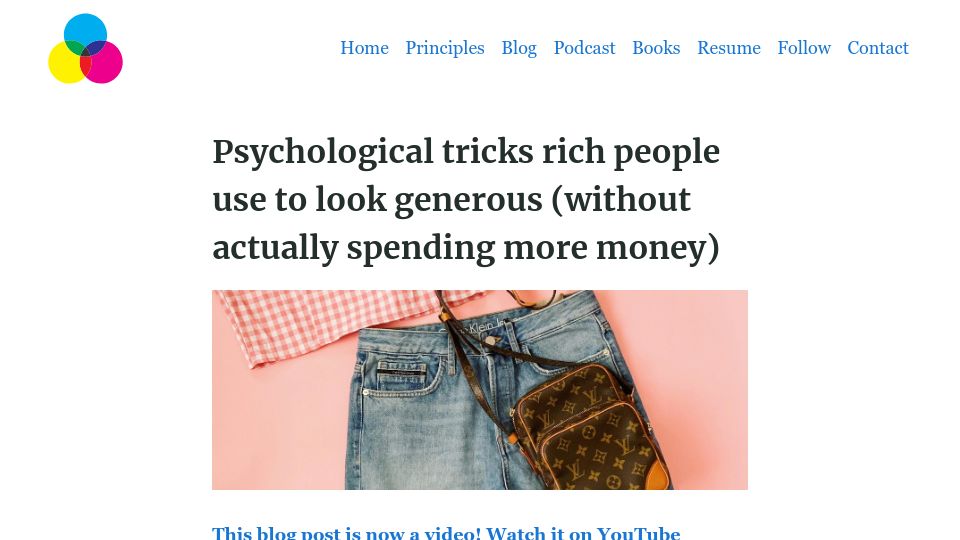 Screenshot of billmei.net: Psychological tricks rich people use to look generous without spending more