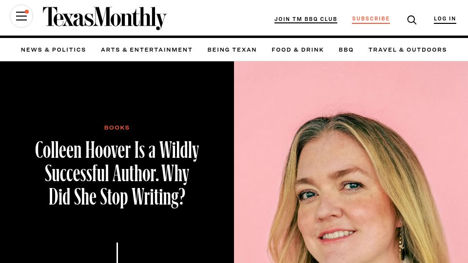 Screenshot of texasmonthly.com: Why Did She Stop Writing?