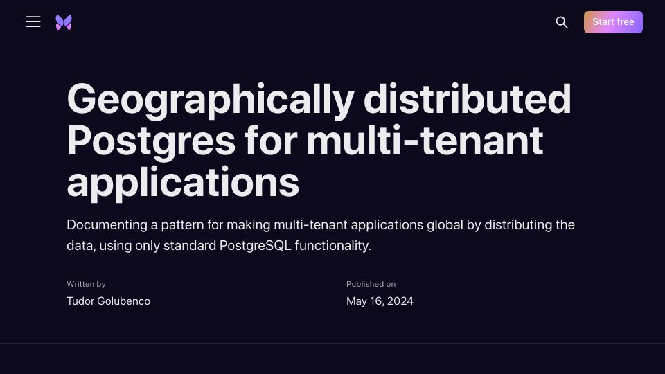 Screenshot of xata.io: How to Distribute Postgres Geographically