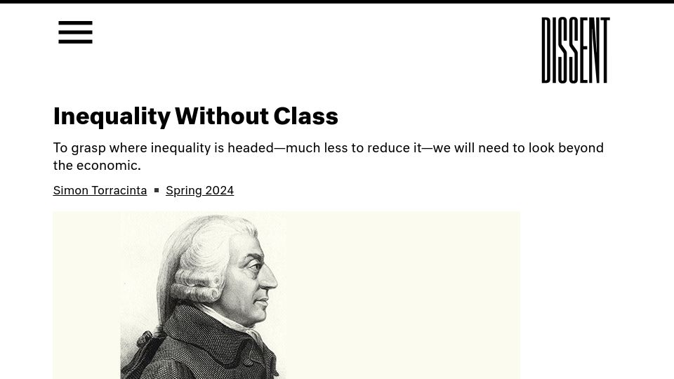 Screenshot of dissentmagazine.org: Inequality Without Class