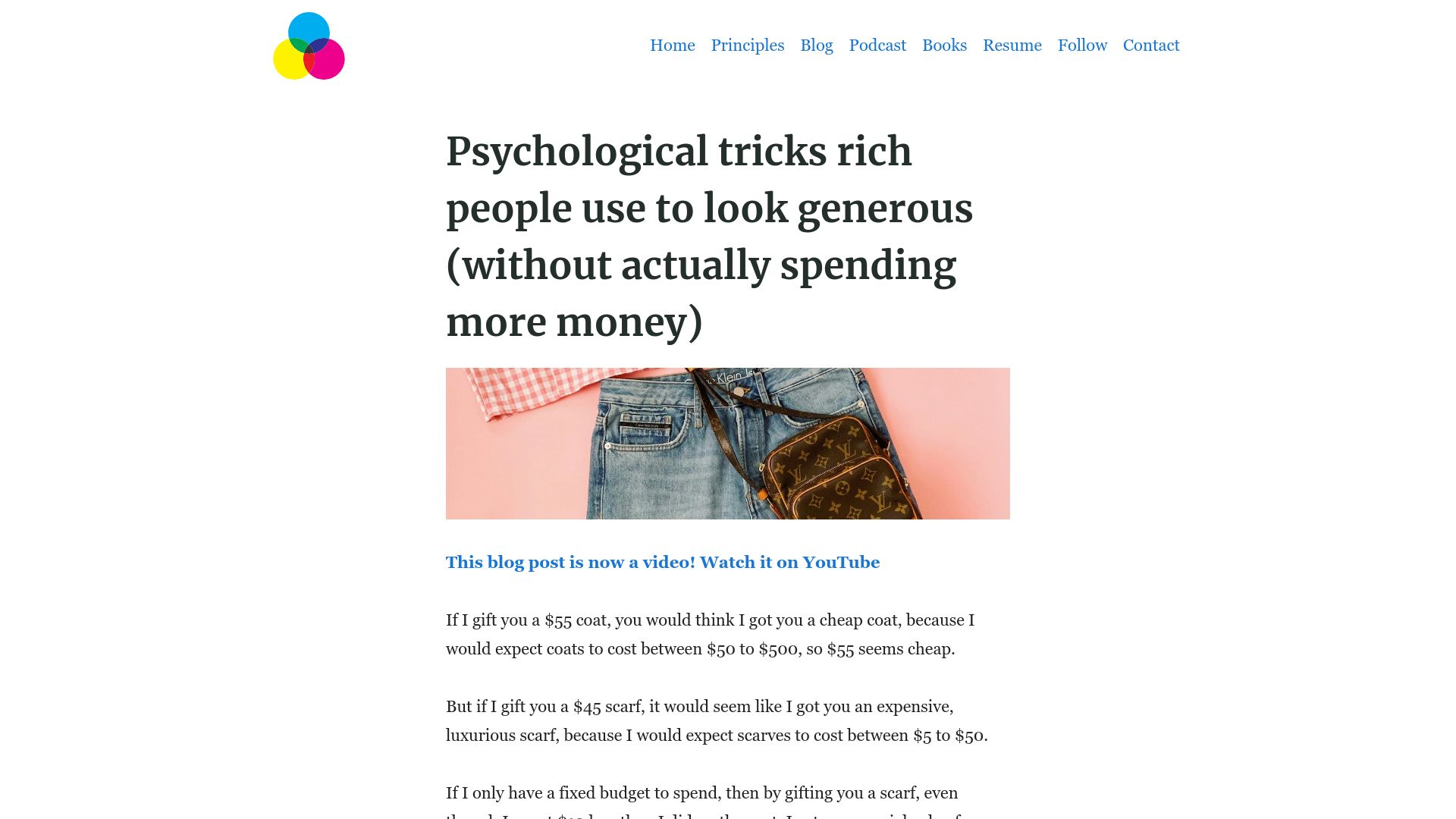 Screenshot of billmei.net: Psychological tricks rich people use to look generous without spending more
